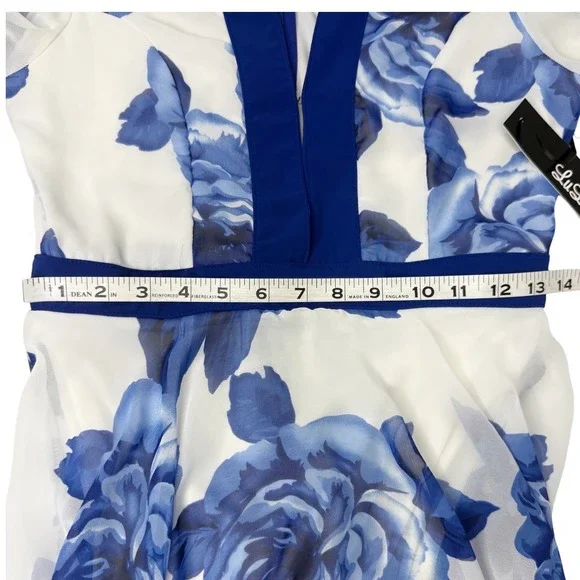 LULUS Blossom Buddy Blue Floral Print Plunge V-Neck Maxi Dress Size Medium - Picture 12 of 14